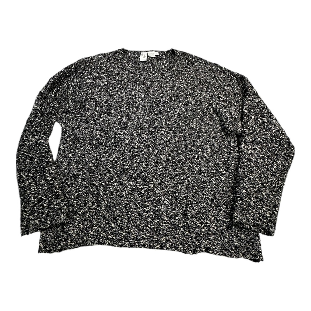 CW‎ Knit Sweater Black White Speckled Long Sleeve Women's Size Medium